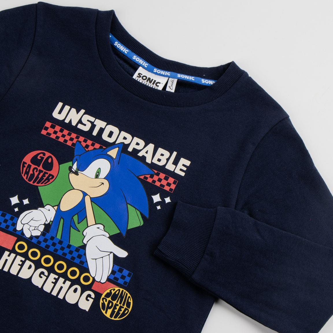 Moletom infantil Sonic em algodão macio com forro de lã, azul marinho 3/3