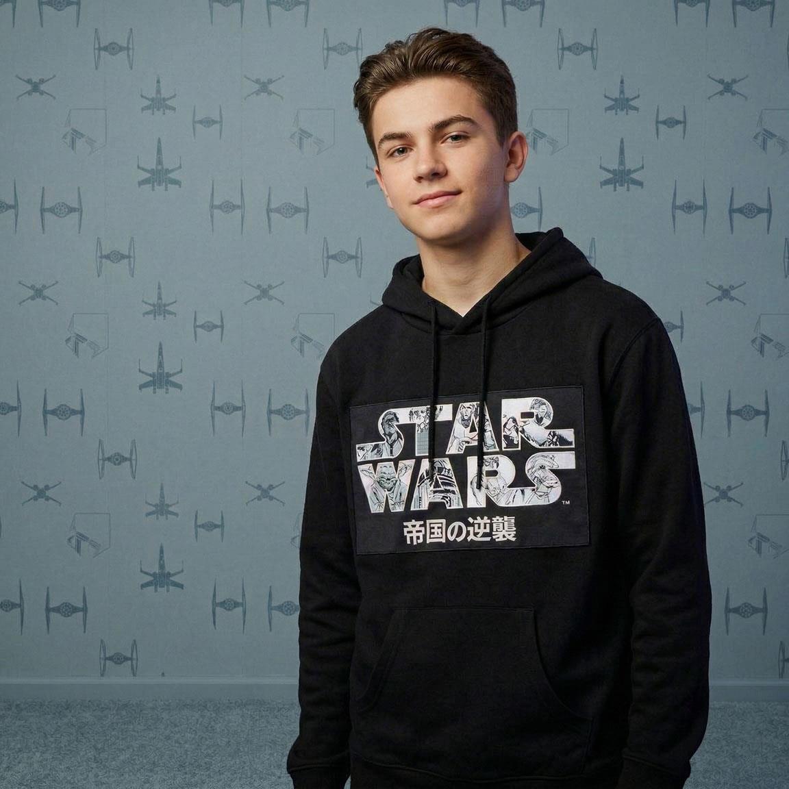 Moletom adulto Star Wars com bolso canguru, algodão macio, preto 4/6