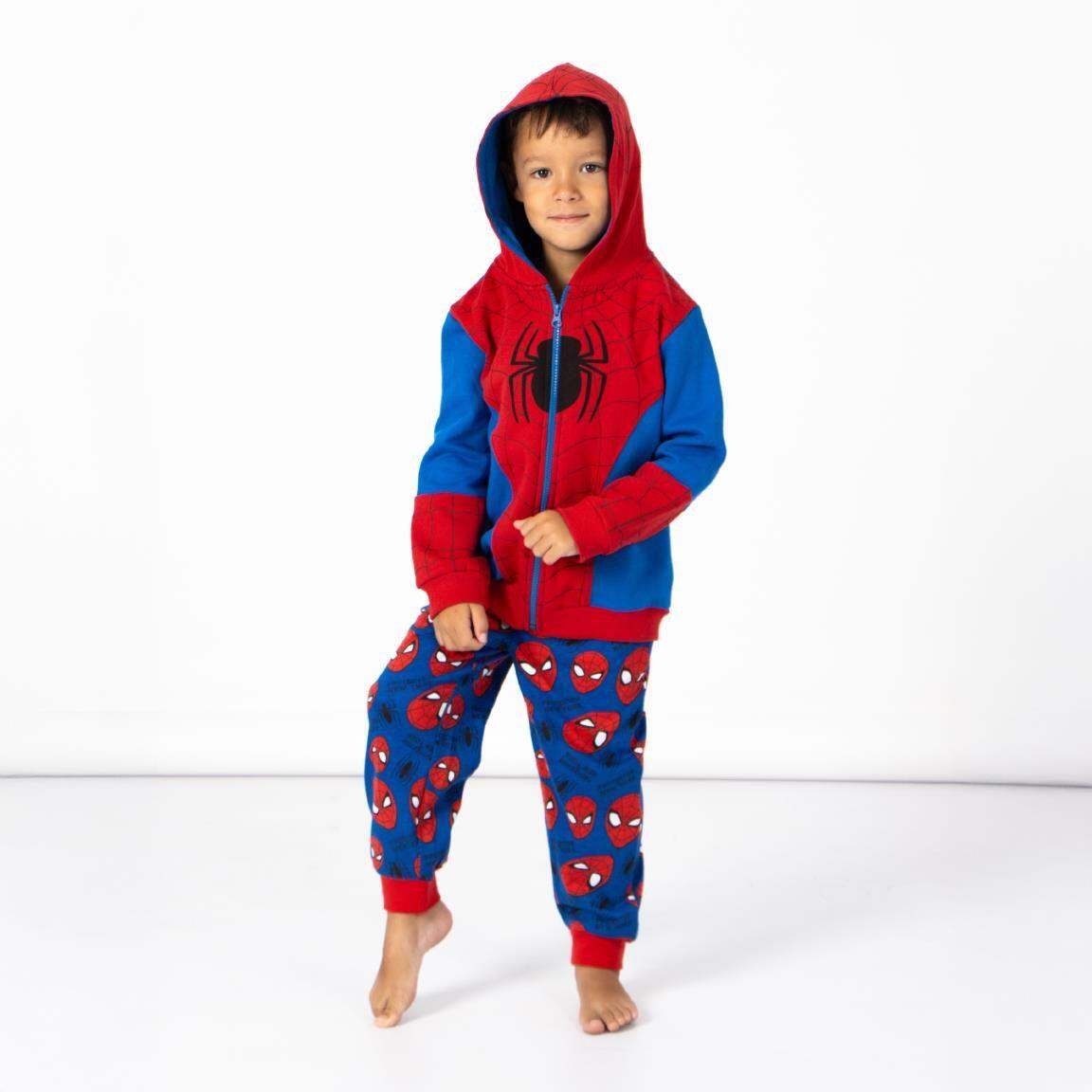 Sweat à capuche Spiderman pour enfants avec fermeture éclair en coton rouge 3/5
