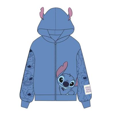 Felpa con cappuccio Stitch per bambini in morbido cotone blu navy