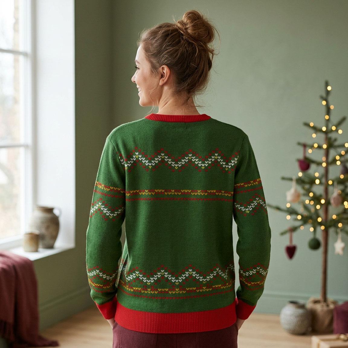 Maglione natalizio da adulto con il Grinch, in morbida maglia, verde e rosso 4/5