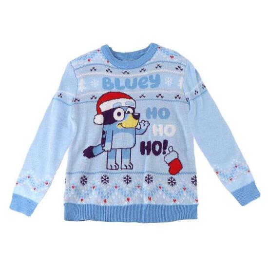 Pull de Noël en maille douce pour enfants, motif bleu clair