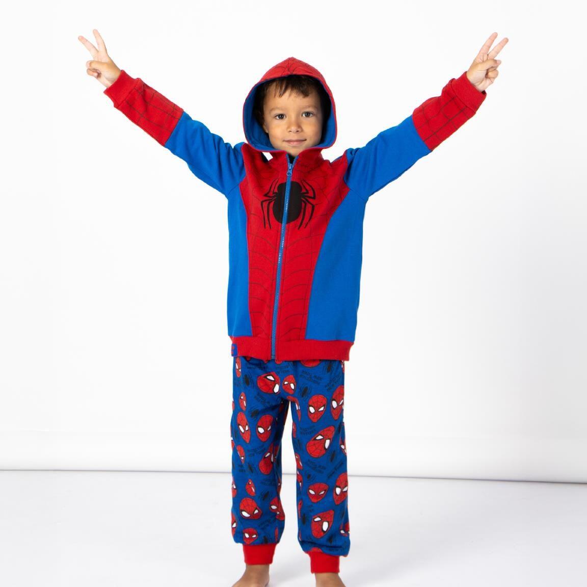 Sweat à capuche Spiderman pour enfants avec fermeture éclair en coton rouge 4/5