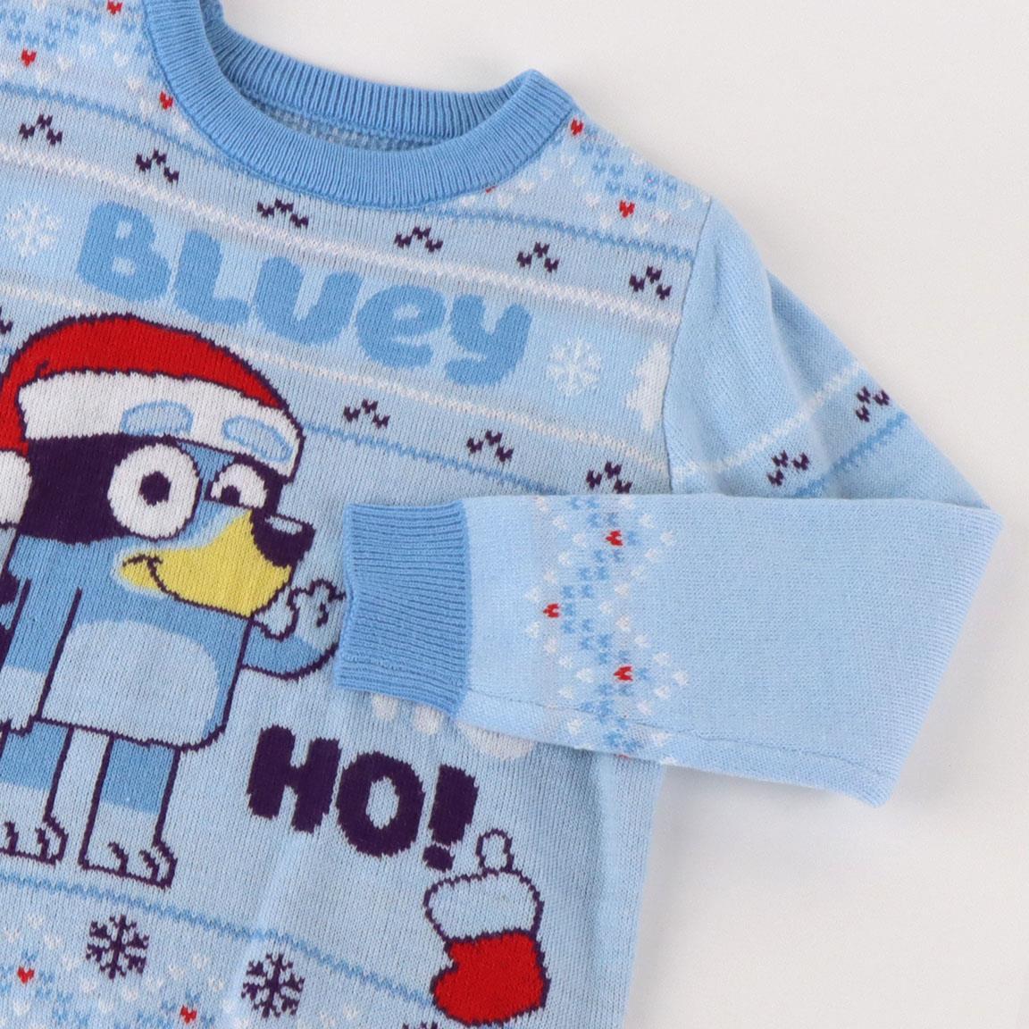 Pull de Noël pour enfant Bluey en maille douce avec imprimé bleu clair 3/3