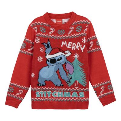 Kinderkersttrui van zachte gebreide stof met print stitch lichtblauw