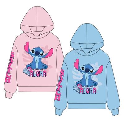 Felpa con cappuccio Stitch per bambini in morbido cotone blu navy