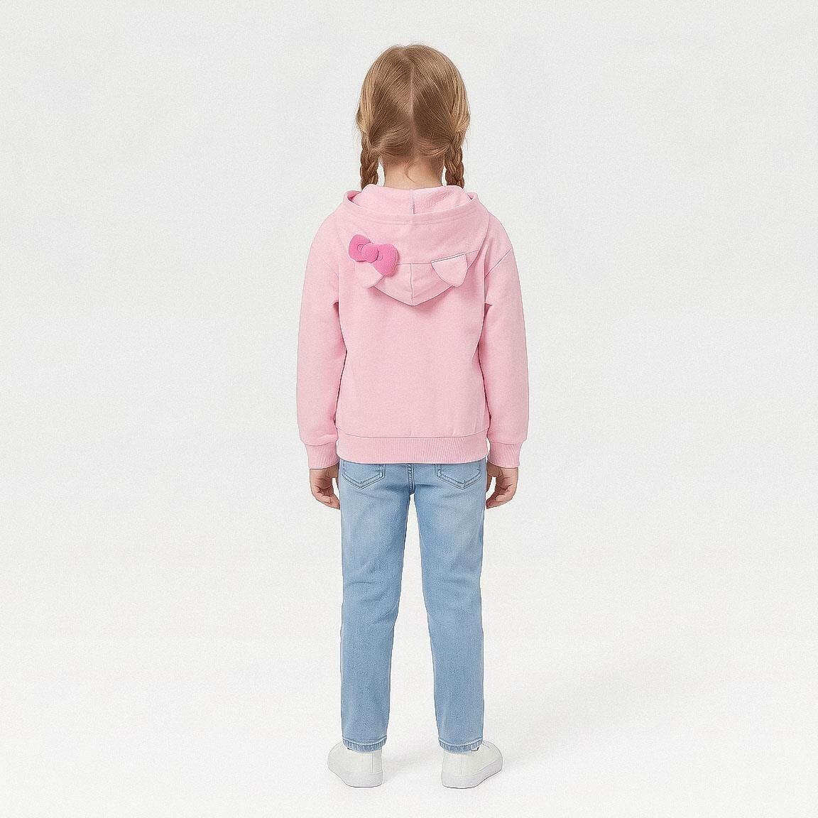 Sudadera Infantil Hello Kitty de Felpa Suave con Capucha y Cremallera Rosa 7/7