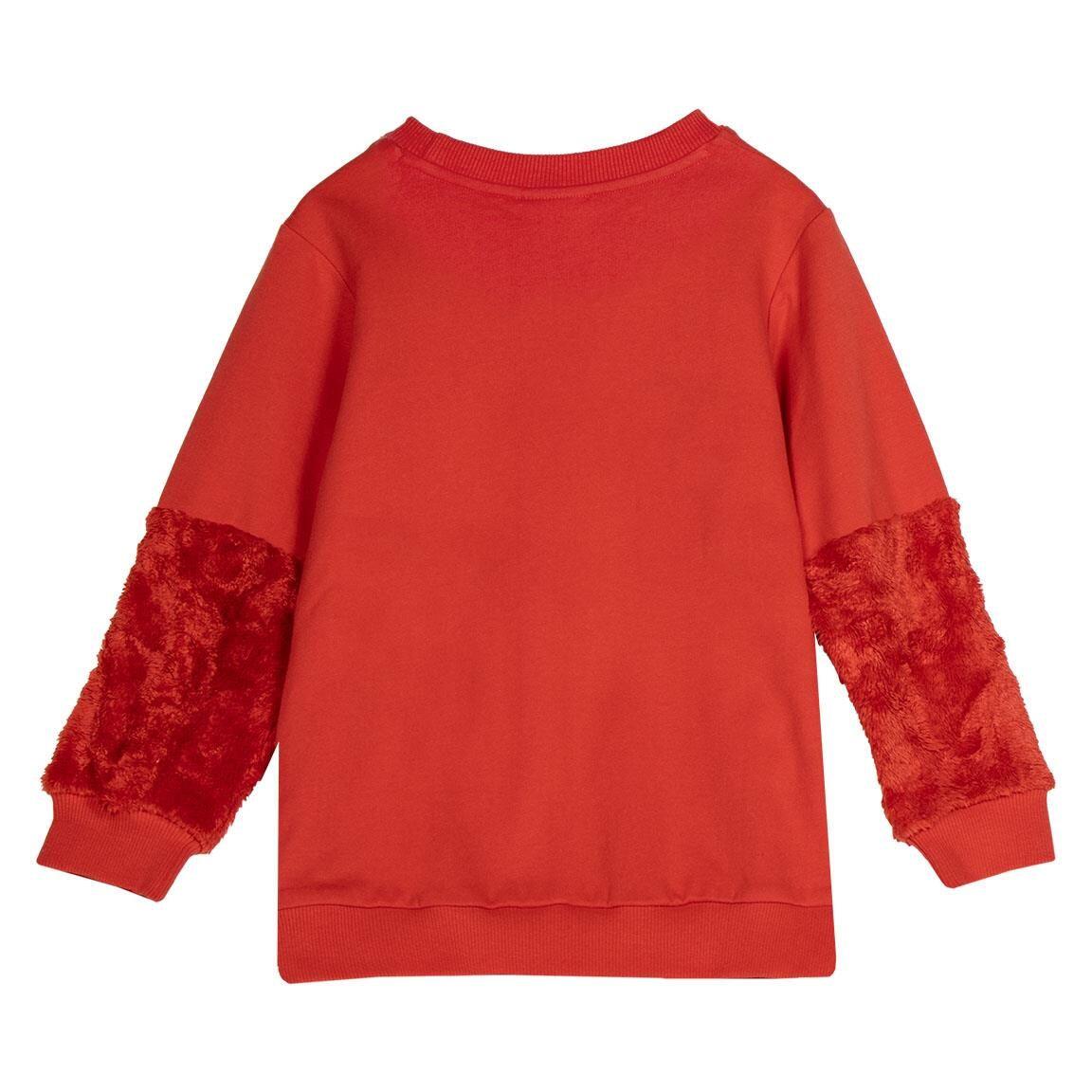 Felpa per bambini Hello Kitty in morbido cotone con maniche in peluche rosse 2/5