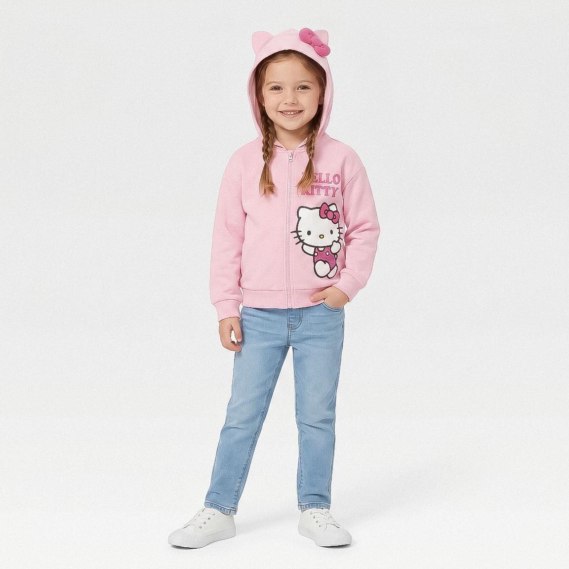 Sudadera Infantil Hello Kitty de Felpa Suave con Capucha y Cremallera Rosa 6/7