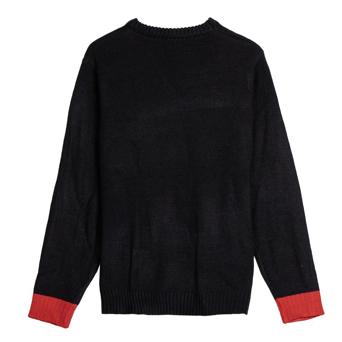 Maglione natalizio da adulto a maglia morbida, nero e rosso, ispirato a 2/3