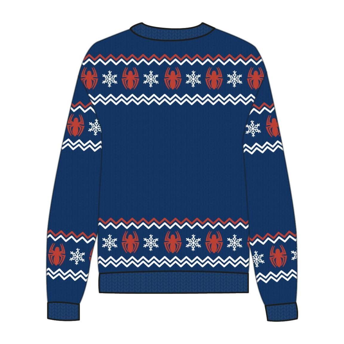 Pull de Noël Spiderman pour enfant, en maille douce à motifs bleus 2/5
