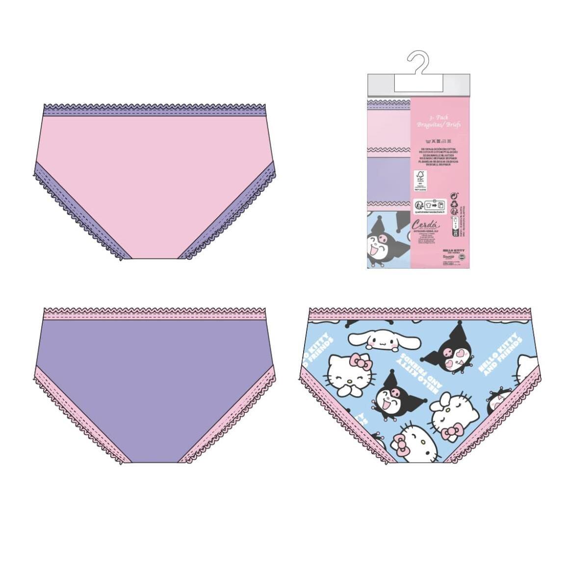 Confezione di mutandine Hello Kitty in morbido cotone multicolore per bambine 2/2