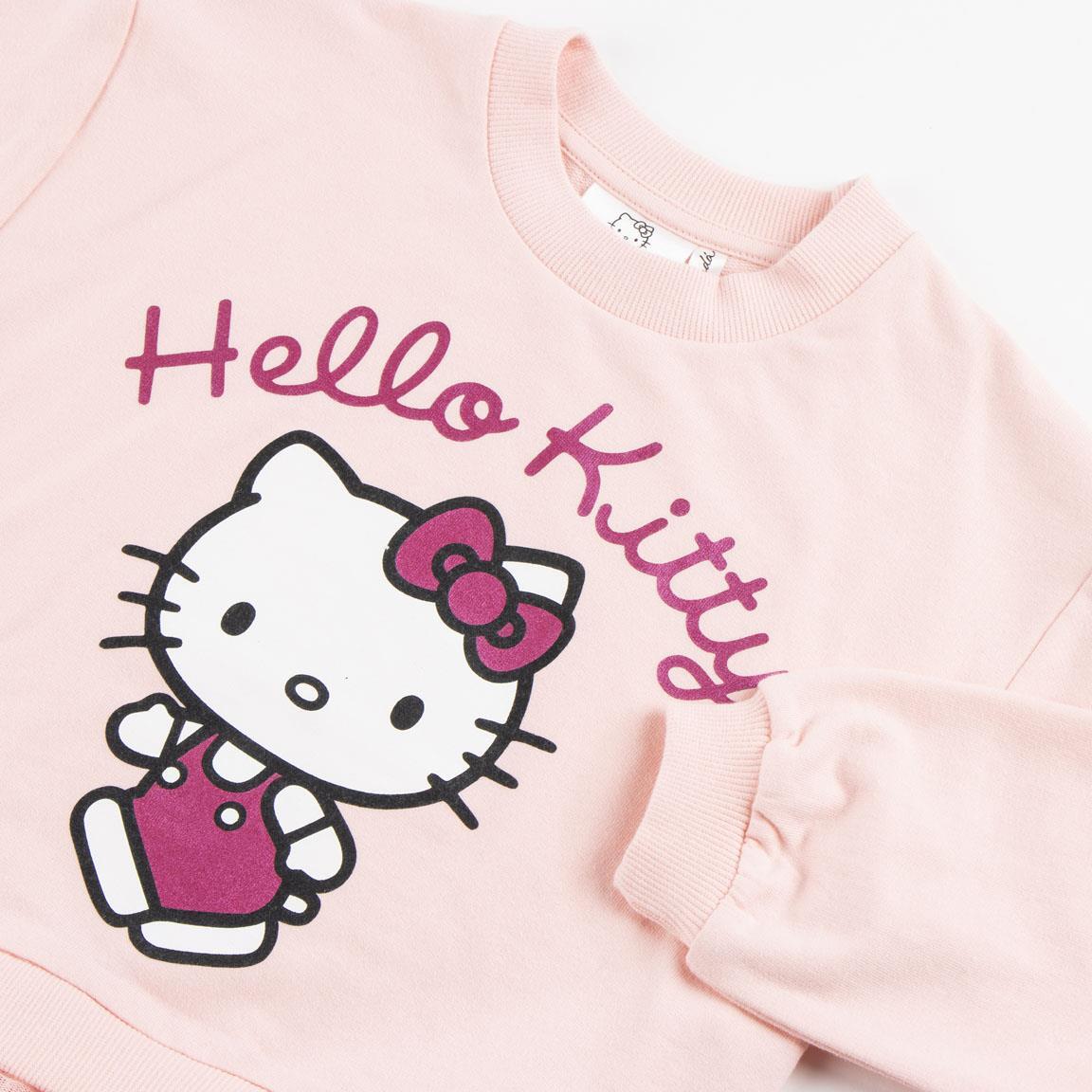 Felpa per bambini Hello Kitty in felpa French Terry con tulle rosa chiaro 3/4