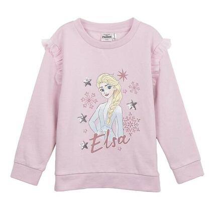 Sweat-shirt enfant La Reine des Neiges en coton doux avec intérieur brossé, rose