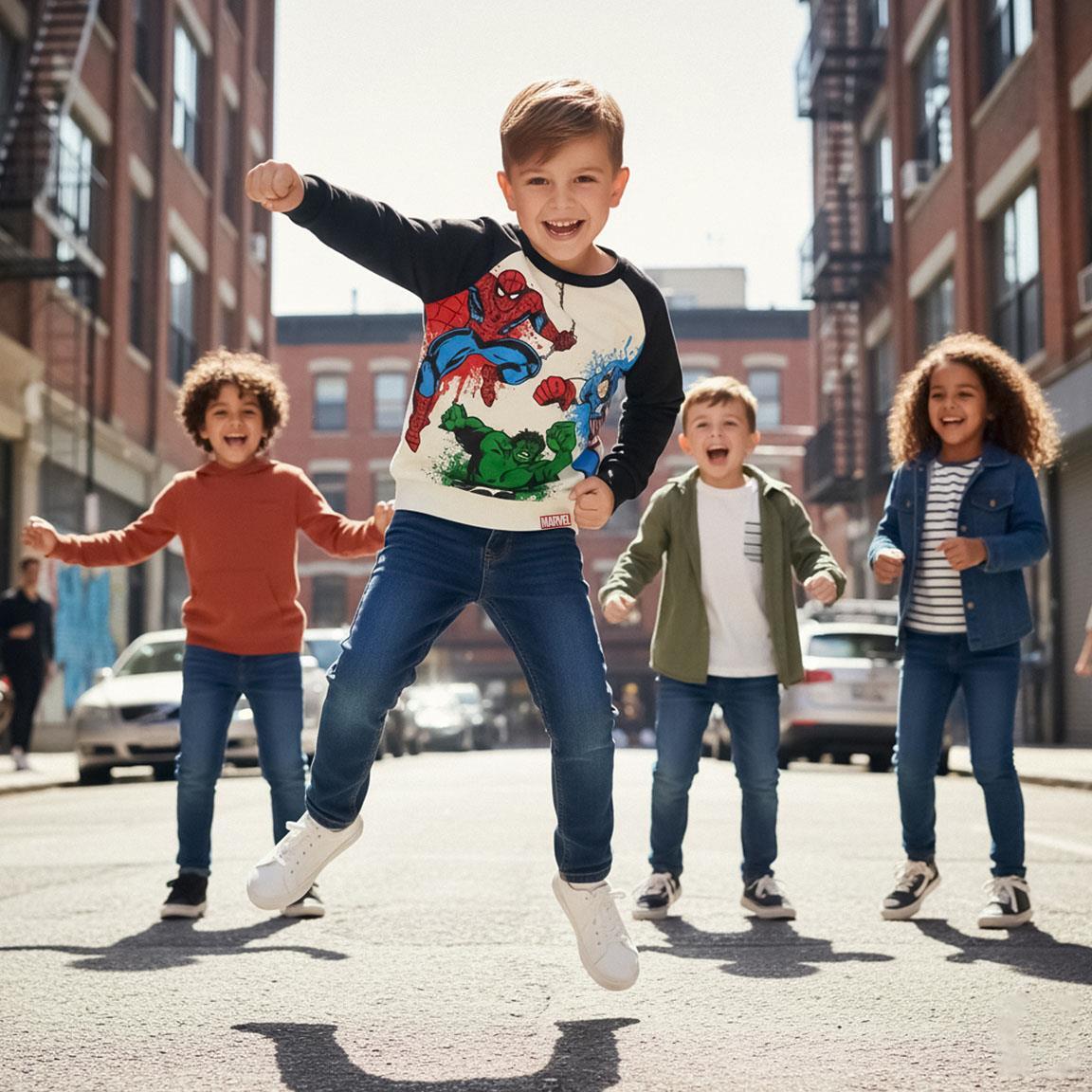 Sweat-shirt enfant Avengers en coton doux avec imprimé beige 5/6
