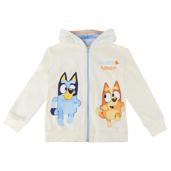 Felpa con cappuccio e cerniera per bambini Bluey in morbido cotone bianca