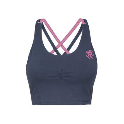 Reggiseno sportivo donna in cotone con coppe estraibili RAFIKI blu scuro
