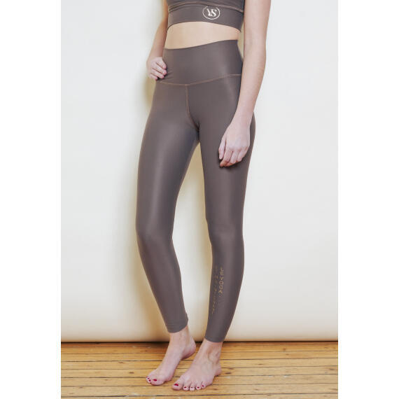 Legging yoga marron recyclé taille haute gainant