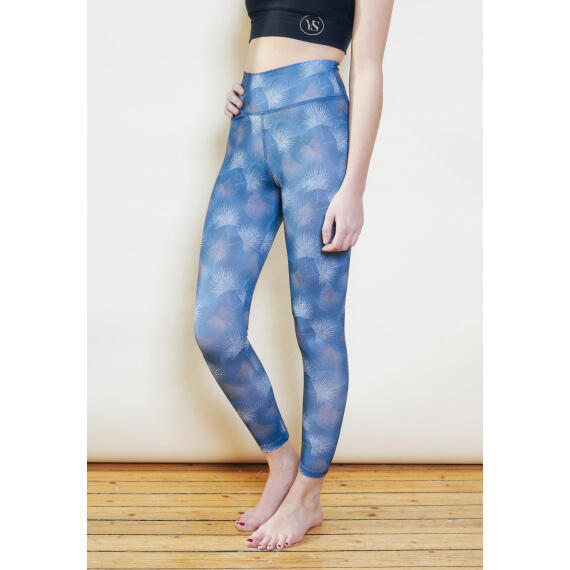 Gerecyclede yoga legging met hoge taille en oceaanprint