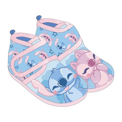 Zapatillas de Casa Media Bota Infantil Stitch Poliéster Antideslizantes Azul