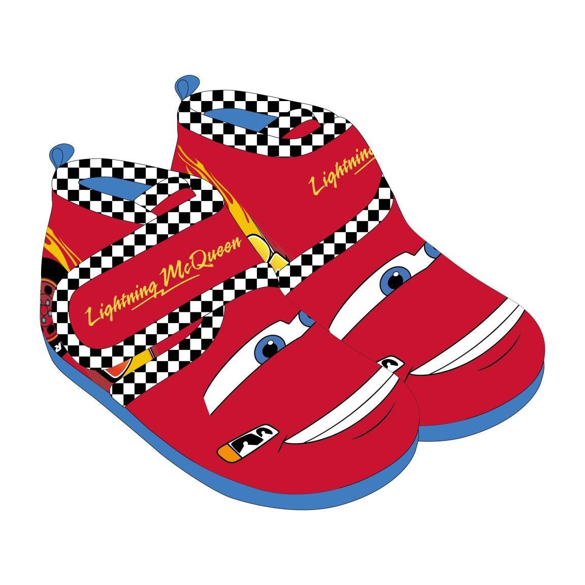 Pantofole per bambini Cars a metà polpaccio, in poliestere, antiscivolo, rosse 1/1