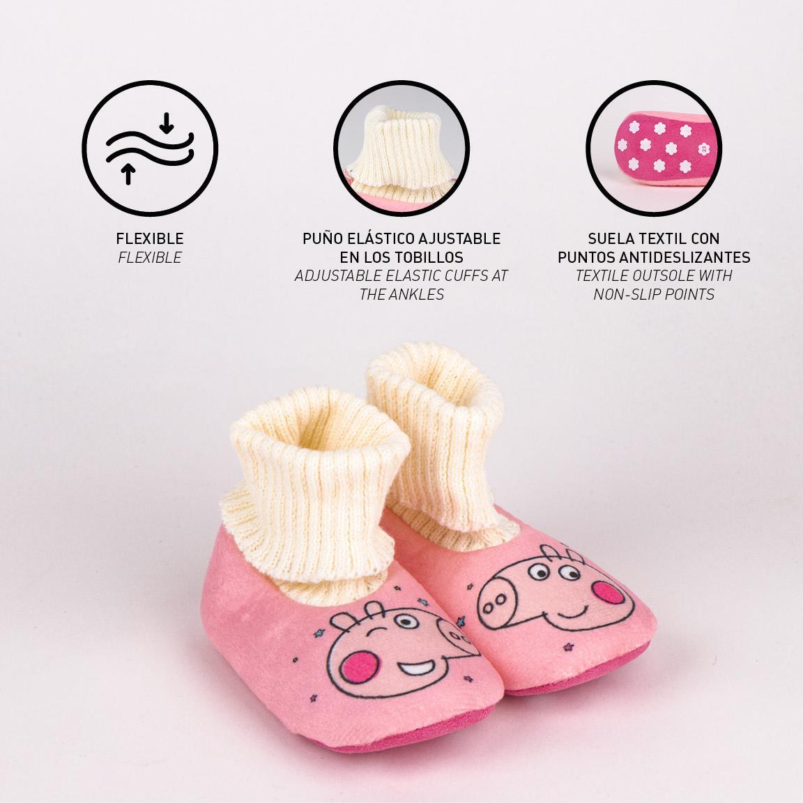 Pantofole antiscivolo per bambini di Peppa Pig in poliestere, rosa 5/7