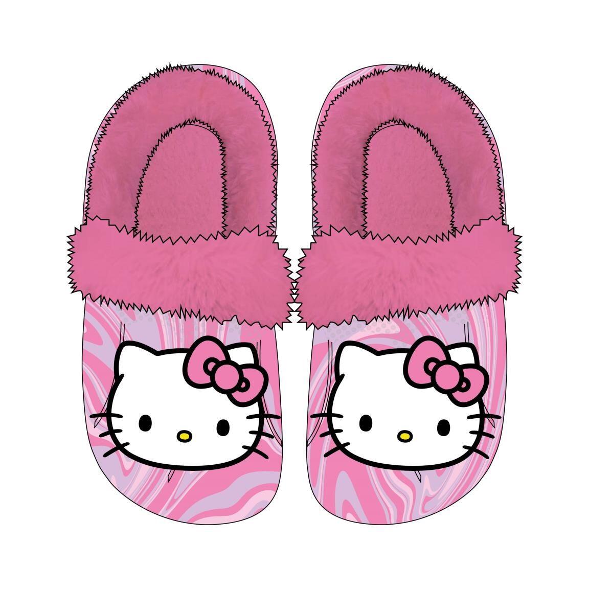 Zapatillas de Casa Zueco Infantil Hello Kitty con Borreguillo Rosas 1/4