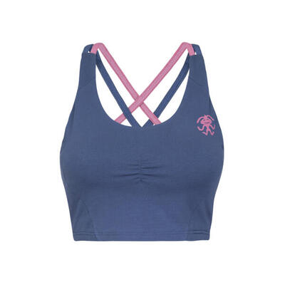 Reggiseno sportivo donna in cotone con coppe estraibili RAFIKI blu scuro
