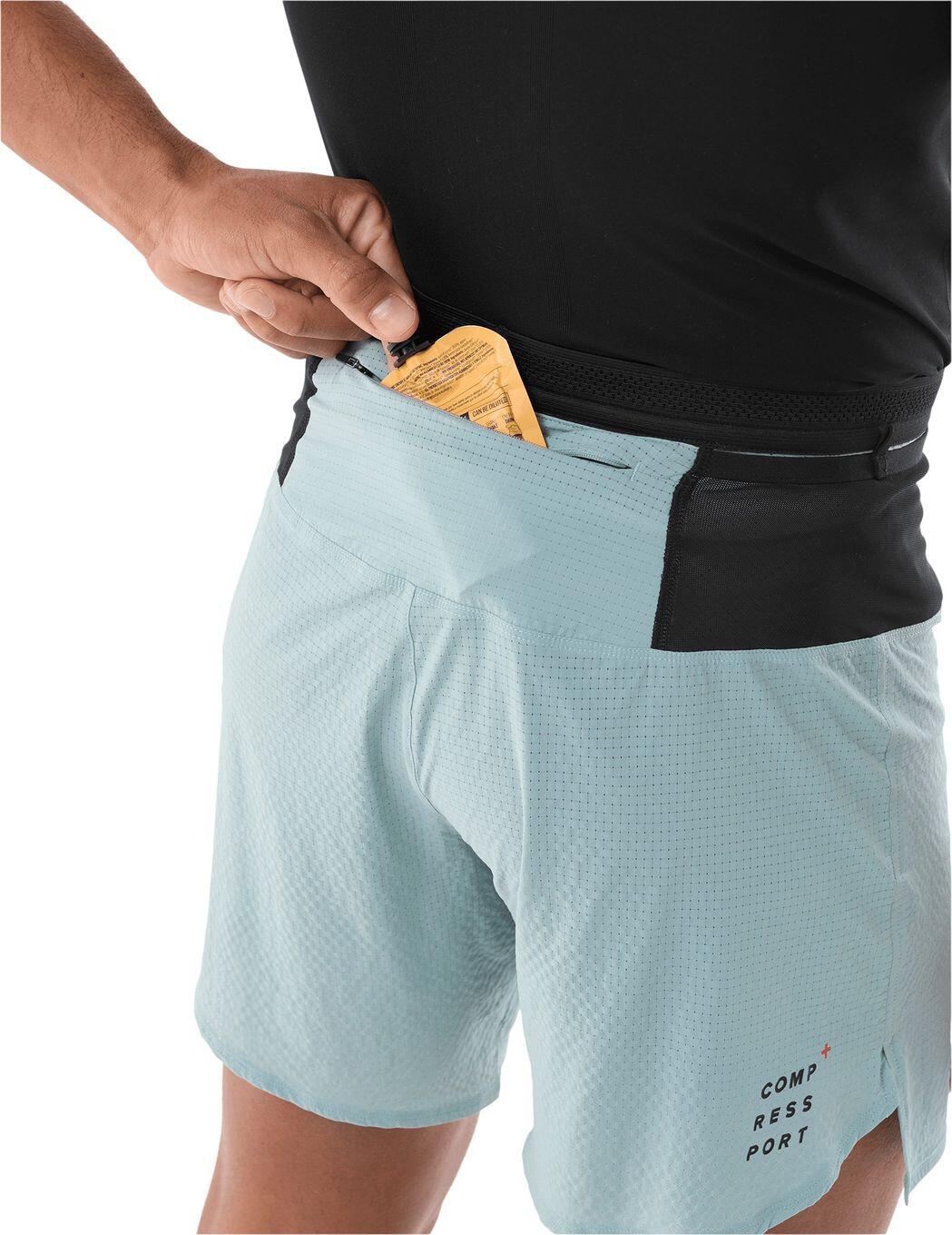 Pantaloncini Compressport Trail Racing Overshort blu da uomo 4/4
