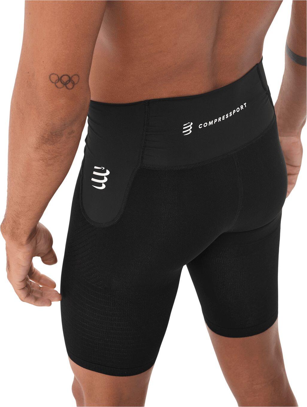 Pantaloncini Compressport Run Under Control Nero Uomo 4/5