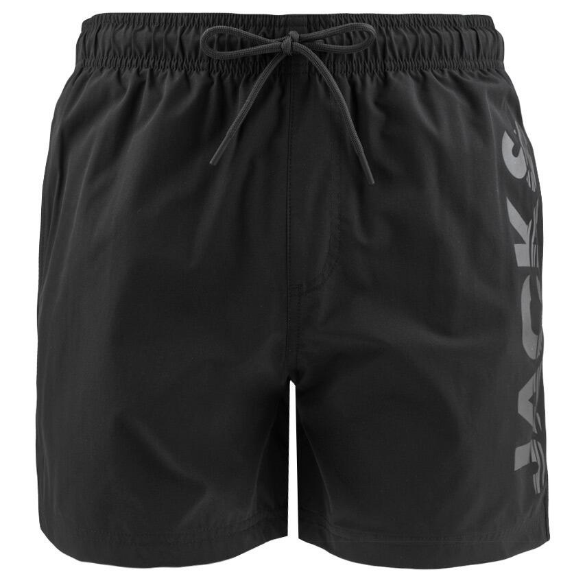 Heren Plus Size Zwemshort Wave Logo Zwart 3/5