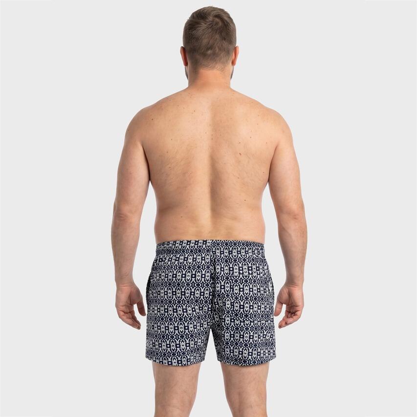 Heren Zwemshort Plus Size Shell AOP Zwart & Wit Zwart/wit 3/5