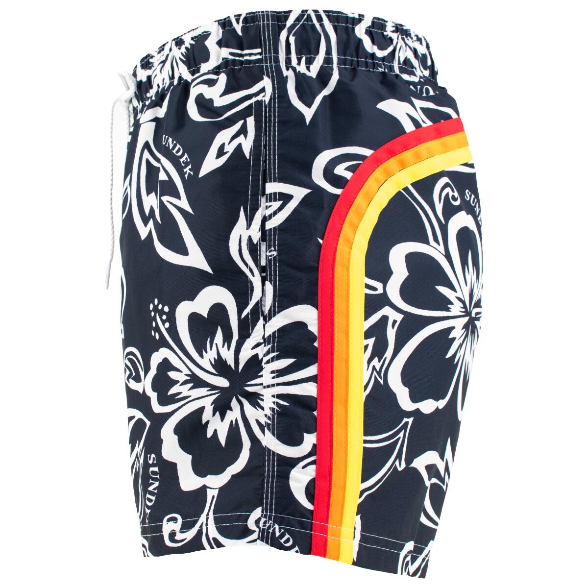Heren Elastic Waist Zwemshort Floral Blauw & Wit Multi 6/7