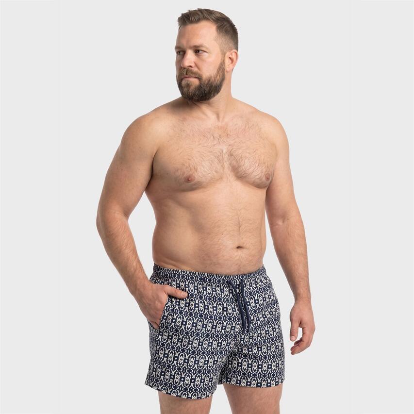 Heren Zwemshort Plus Size Shell AOP Zwart & Wit Zwart/wit 2/5