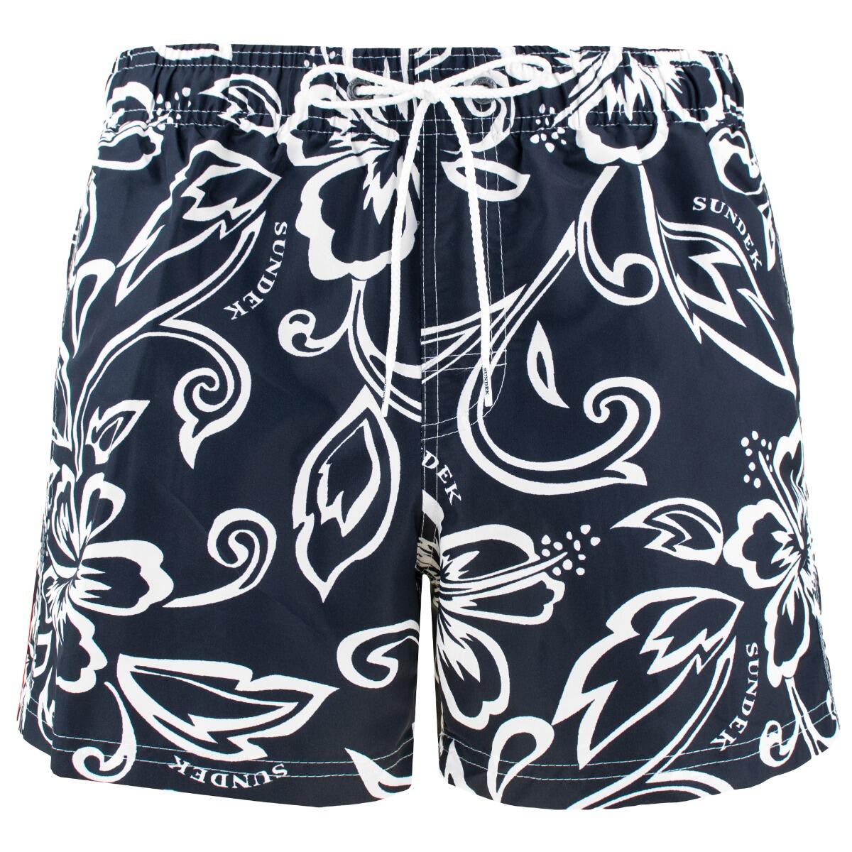 Heren Elastic Waist Zwemshort Floral Blauw & Wit Multi 5/7