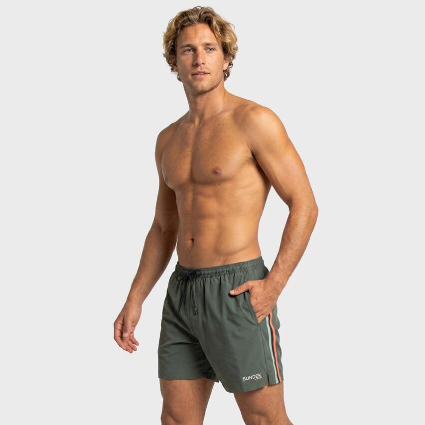 Heren Elastic Waist Zwemshort Removable Pouch Groen 3/7