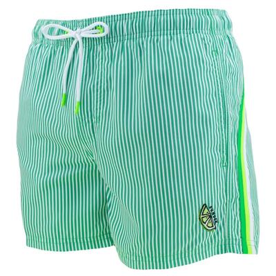 Heren elastic waist zwemshort stripes groen & wit multi