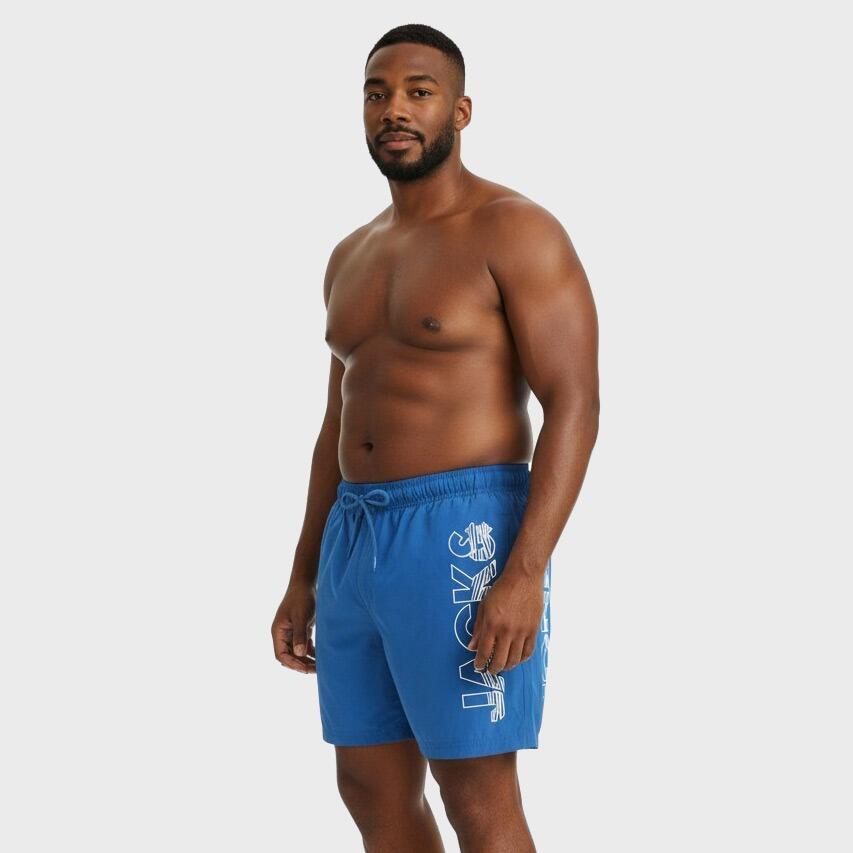 Heren Plus Size Zwemshort Wave Logo Blauw II 2/3