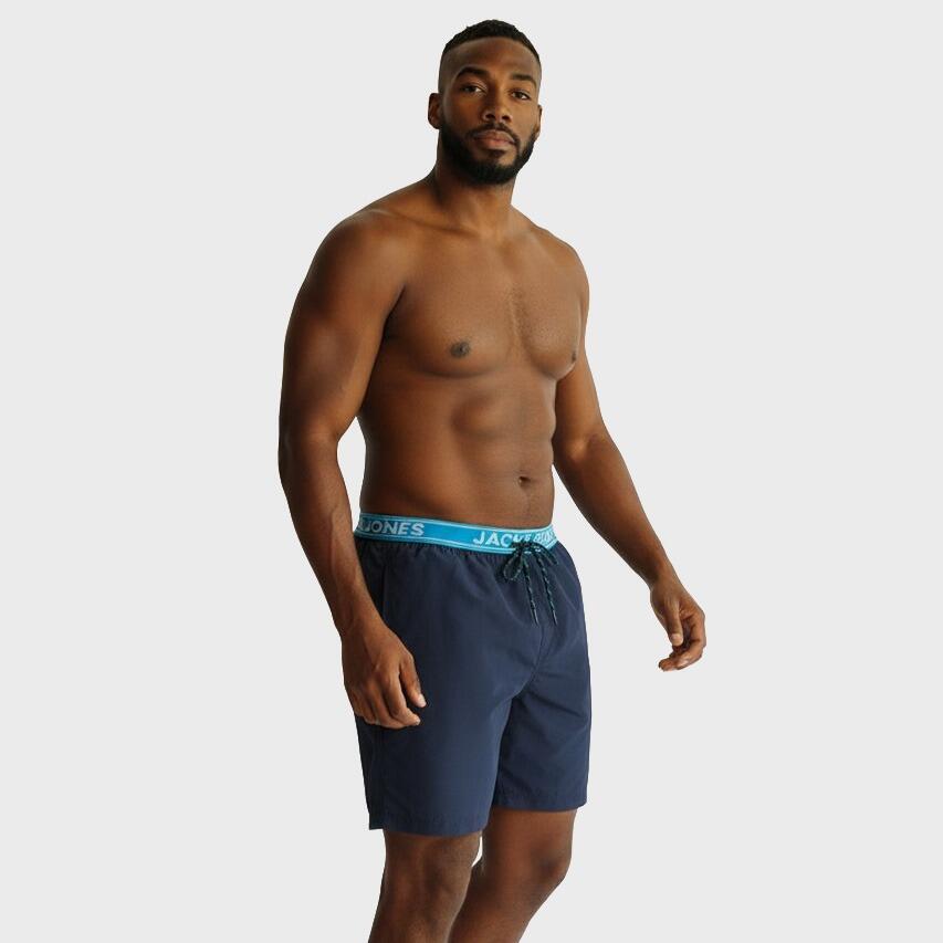 Heren Zwemshort Plus Size Double Waitband Blauw 2/3