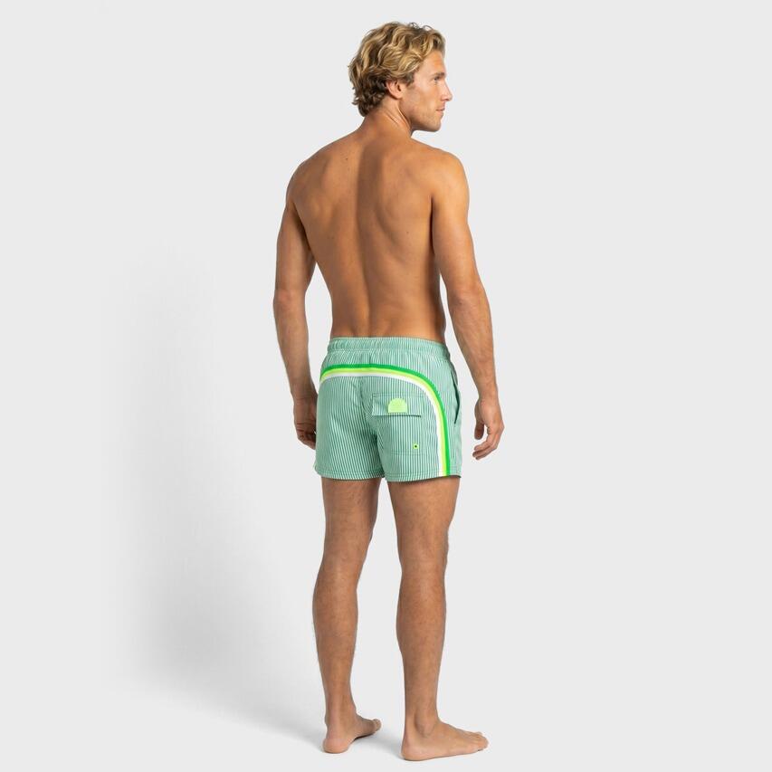 Heren Elastic Waist Zwemshort Stripes Groen & Wit Multi 5/7