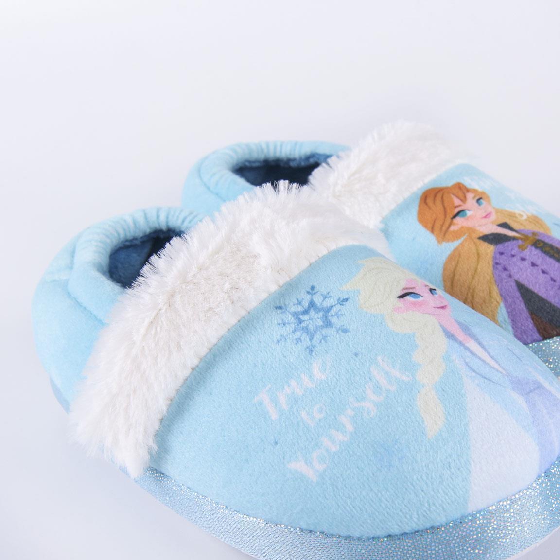 Frozen II Kinderpantoffeln im französischen Stil mit rutschfester Sohle, Blau 7/7