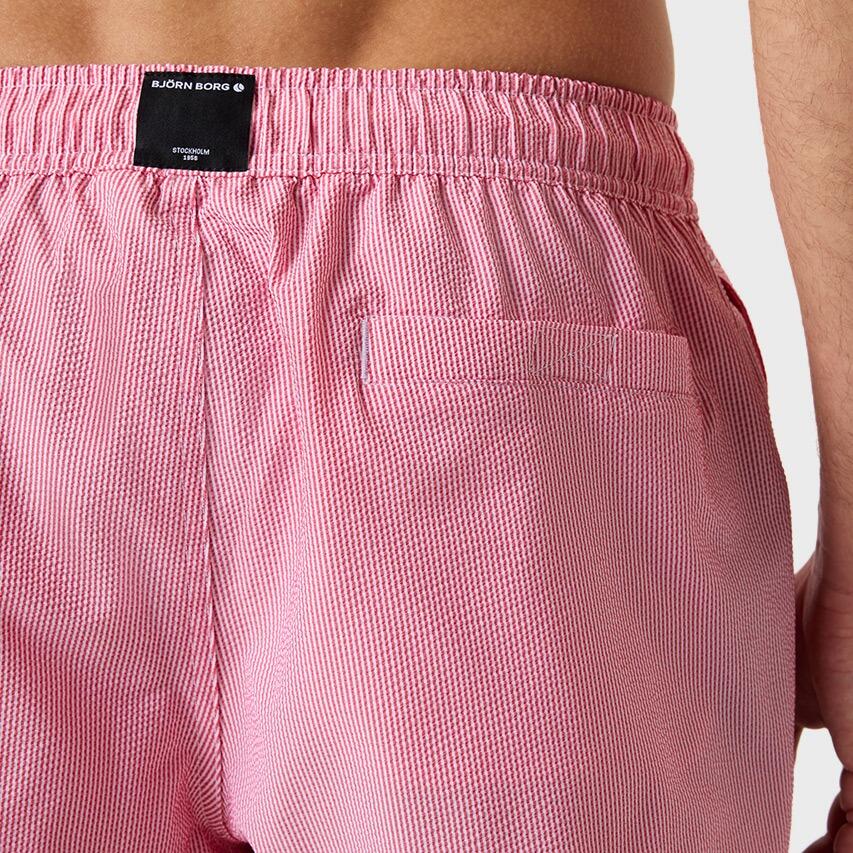 Heren Zwemshort Seersucker Stripes Rood & Wit Multi 6/7