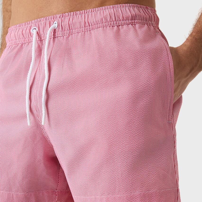 Heren Zwemshort Seersucker Stripes Rood & Wit Multi 5/7