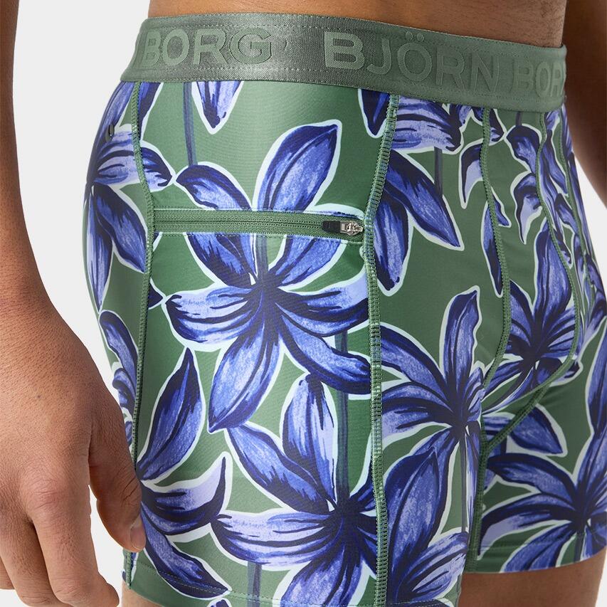Heren Rits Zwemboxer Stretch Flowers Groen & Blauw 5/7