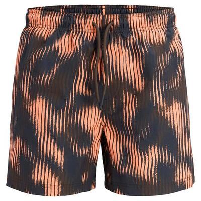 Heren zwemshort shell aop zwart & oranje multi