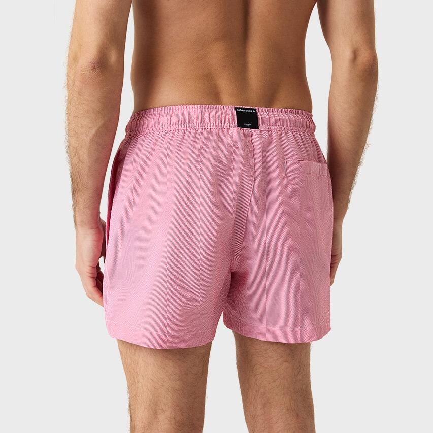 Heren Zwemshort Seersucker Stripes Rood & Wit Multi 4/7