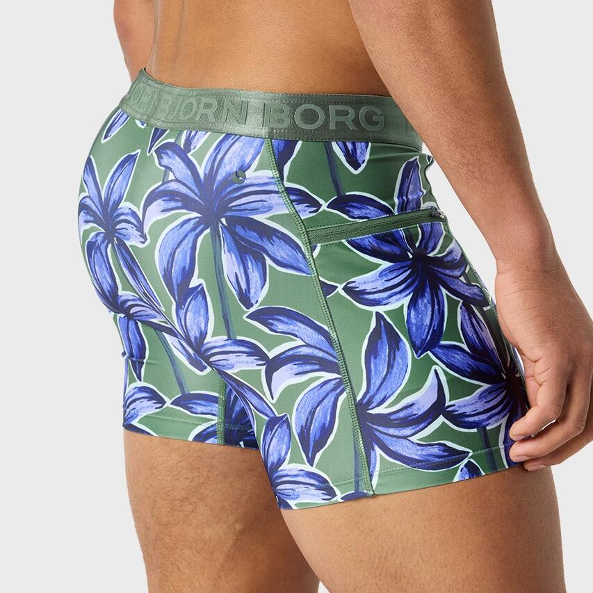 Heren Rits Zwemboxer Stretch Flowers Groen & Blauw 4/7