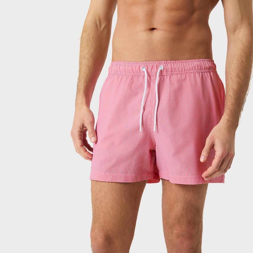 Heren Zwemshort Seersucker Stripes Rood & Wit Multi 3/7