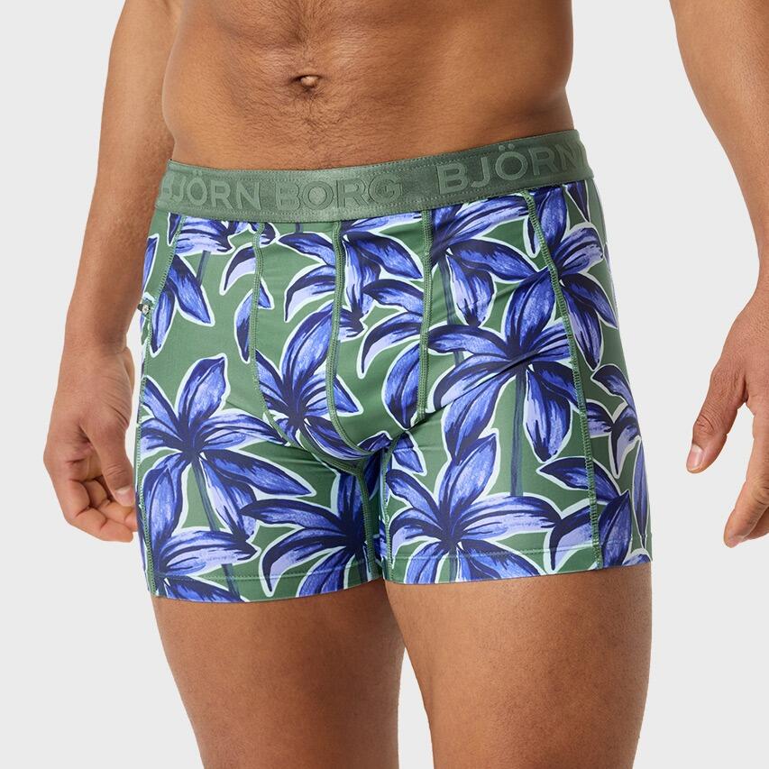 Heren Rits Zwemboxer Stretch Flowers Groen & Blauw 3/7
