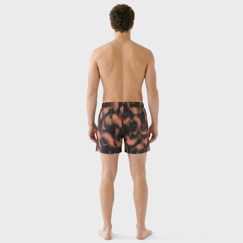 Heren Zwemshort Shell AOP Zwart & Oranje Multi 3/4